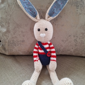 Horgolt nyuszifiú - játék & sport - plüssállat & játékfigura - nyuszi - Meska.hu