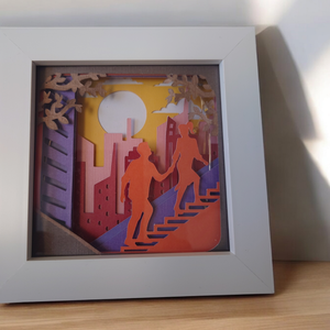Couple in the city - shadow box - 3d hatású kép - otthon & életmód - dekoráció - dísztárgy - Meska.hu