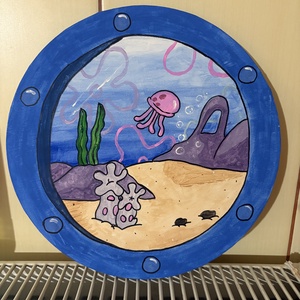 Spongebob ablak festmény, Művészet, Festmény, Akril, Festészet, MESKA