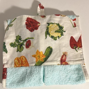 Kézműves konyharuha  zöldséges mintával, Otthon & Életmód, Konyhafelszerelés, tálalás, Konyhai textil, Konyharuha & Törlőkendő, Varrás, MESKA