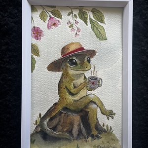 Szalmakalapos jó reggel - művészet - festmény - akvarell - Meska.hu