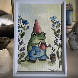 Kerti munka béka módra, Művészet, Festmény, Akvarell, , MESKA