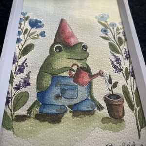 Kerti munka béka módra - művészet - festmény - akvarell - Meska.hu
