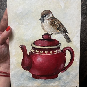 Egy pillanatnyi megpihenés, Művészet, Festmény, Akril, Festészet, 18cm x 24cm méretű, fa kereten nyugvó feszített vászonra festett akril képemnek szeretnék új Tulajd..., MESKA