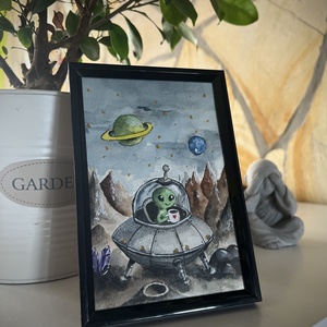 Alien egy szebb jövő! - művészet - festmény - akvarell - Meska.hu
