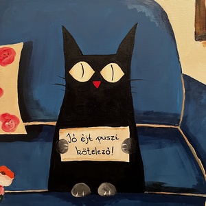 Jó éjt puszi kötelező! - művészet - festmény - akril - Meska.hu
