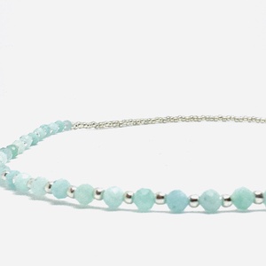 Akvamarin choker ezüst kásagyönggyel - ékszer - nyaklánc - medál nélküli nyaklánc - Meska.hu