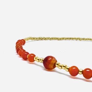 Karneol choker rejtett arany rózsával - ékszer - nyaklánc - medál nélküli nyaklánc - Meska.hu