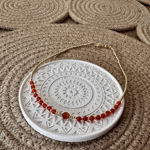 Karneol choker rejtett arany rózsával - Meska.hu