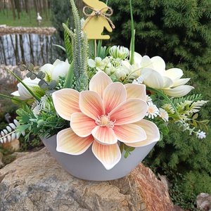 Magnóliás, nyuszis asztaldísz  - otthon & életmód - dekoráció - asztal és polc dekoráció - asztaldísz - Meska.hu