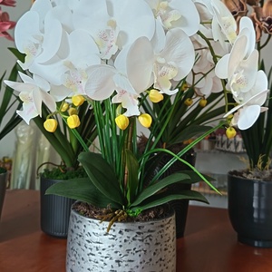 Elegáns orchidea dekoráció kerámiakaspóban  - otthon & életmód - dekoráció - asztal és polc dekoráció - asztaldísz - Meska.hu