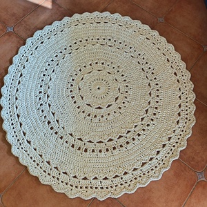 Horgolt pamutszőnyeg ekrü színben (150 cm) - otthon & életmód - lakástextil - szőnyeg - horgolt szőnyeg - Meska.hu  Horgolt pamutszőnyeg ekrü színben (150 cm) - otthon & életmód - lakástextil - szőnyeg - horgolt szőnyeg - Meska.hu