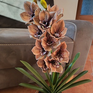 Élethű orchidea dekoráció kerámiakaspóban  - otthon & életmód - dekoráció - asztal és polc dekoráció - asztaldísz - Meska.hu