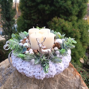 Fehér adventi koszorú  - Meska.hu