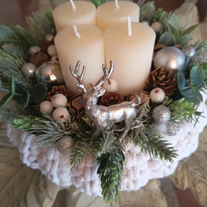 Fehér adventi koszorú  - karácsony - adventi díszek - adventi asztaldísz - Meska.hu