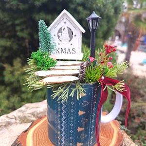 Bögrés karácsonyi asztaldísz  - Meska.hu