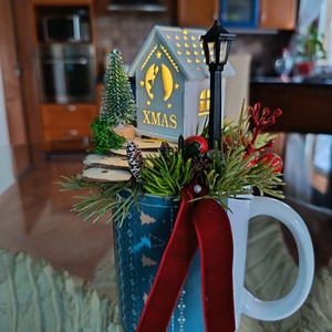 Bögrés karácsonyi asztaldísz  - karácsony - adventi díszek - adventi asztaldísz - Meska.hu