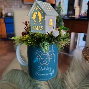 Bögrés karácsonyi asztaldísz  - karácsony - adventi díszek - adventi asztaldísz - Meska.hu