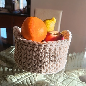 Horgolt füles kosár  - otthon & életmód - tárolás & rendszerezés - tárolókosár - Meska.hu