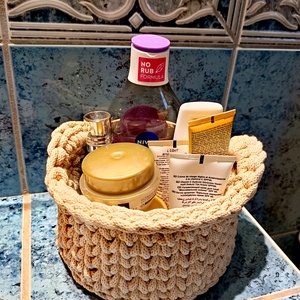 Horgolt füles kosár  - otthon & életmód - tárolás & rendszerezés - tárolókosár - Meska.hu