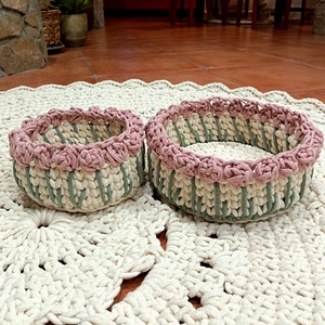 Kézzel horgolt tulipán mintás kosár szett  2 darabos - Meska.hu