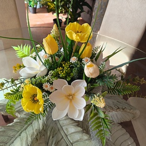 Magnóliás asztaldísz csónakkaspóban , Otthon & Életmód, Dekoráció, Asztal és polc dekoráció, Asztaldísz, Virágkötés, MESKA