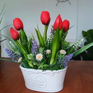 Tavaszi tulipános asztaldísz  - Meska.hu