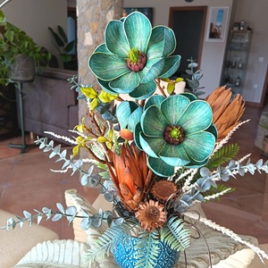  Elegáns magnóliás�proteás asztaldísz prémium kaspóban - otthon & életmód - dekoráció - asztal és polc dekoráció - asztaldísz - Meska.hu