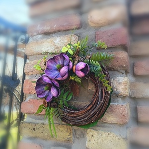 Lila magnóliás kézműves kopogtató  - otthon & életmód - dekoráció - ajtó- és ablak dekoráció - ajtódísz & kopogtató - Meska.hu