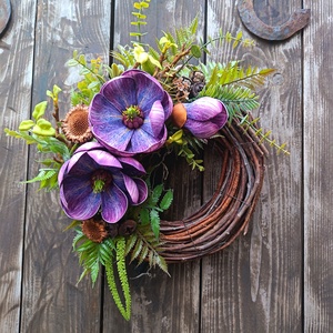 Lila magnóliás kézműves kopogtató  - otthon & életmód - dekoráció - ajtó- és ablak dekoráció - ajtódísz & kopogtató - Meska.hu