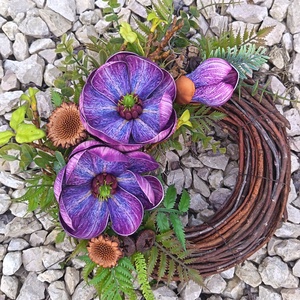 Lila magnóliás kézműves kopogtató  - otthon & életmód - dekoráció - ajtó- és ablak dekoráció - ajtódísz & kopogtató - Meska.hu