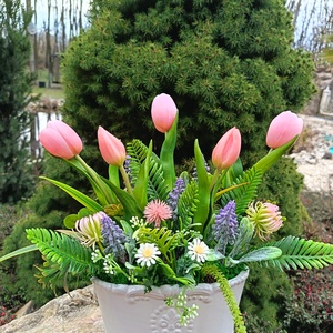 Tavaszi, tulipános asztaldísz  - otthon & életmód - dekoráció - asztal és polc dekoráció - asztaldísz - Meska.hu