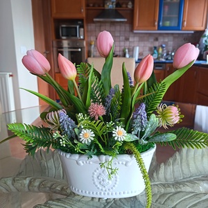 Tavaszi, tulipános asztaldísz  - otthon & életmód - dekoráció - asztal és polc dekoráció - asztaldísz - Meska.hu