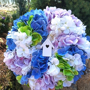 Hortenziás kopogtató/falidísz , Otthon & Életmód, Dekoráció, Ajtó- és ablak dekoráció, Ajtódísz & Kopogtató, Virágkötés, MESKA