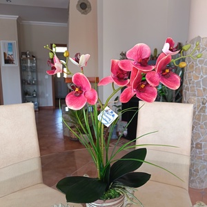 Elegáns, élethű orchidea dekoráció kerámiakaspóban  - otthon & életmód - dekoráció - asztal és polc dekoráció - asztaldísz - Meska.hu