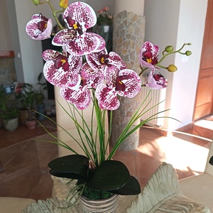 Elegáns, élethű orchidea dekoráció kerámiakaspóban  - otthon & életmód - dekoráció - asztal és polc dekoráció - asztaldísz - Meska.hu