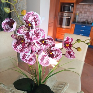 Elegáns, élethű orchidea dekoráció kerámiakaspóban  - otthon & életmód - dekoráció - asztal és polc dekoráció - asztaldísz - Meska.hu