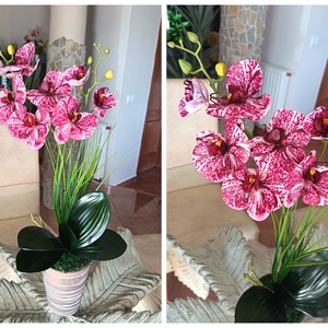 Elegáns, élethű orchidea dekoráció kerámiakaspóban  - otthon & életmód - dekoráció - asztal és polc dekoráció - asztaldísz - Meska.hu