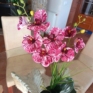 Elegáns, élethű orchidea dekoráció kerámiakaspóban  - otthon & életmód - dekoráció - asztal és polc dekoráció - asztaldísz - Meska.hu