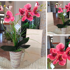 Elegáns, élethű orchidea dekoráció kerámiakaspóban  - otthon & életmód - dekoráció - asztal és polc dekoráció - asztaldísz - Meska.hu