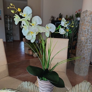 Elegáns, élethű orchidea dekoráció kerámiakaspóban  - otthon & életmód - dekoráció - asztal és polc dekoráció - asztaldísz - Meska.hu