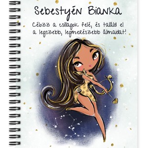 Személyre szabható - Barna hajú Csini Nyilas lány mintás A5-ös füzet, Otthon & Életmód, Papír, írószer, Jegyzetfüzet & Napló, , MESKA