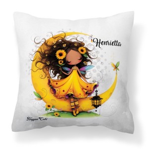 Névvel kérhető - Cuki Napraforgós tündérlány lámpással mintás párna, Otthon & Életmód, Lakástextil, Párna & Párnahuzat, Díszpárna (belsővel együtt), , MESKA