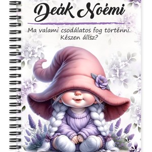 Személyre szabható - Kalapos levendulás manólány mintás A5-ös füzet, Otthon & Életmód, Papír, írószer, Jegyzetfüzet & Napló, , MESKA