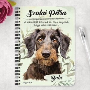 Személyre szabható - Drótszőrű tacskó portré mintás A5-ös füzet - otthon & életmód - papír, írószer - jegyzetfüzet & napló - Meska.hu