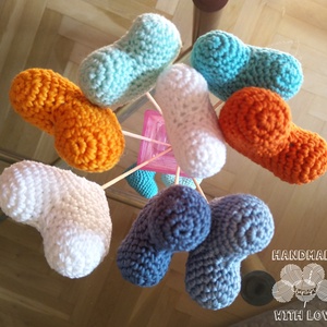 Horgolt 3D amigurumi szív pálcán - kék -  - Meska.hu