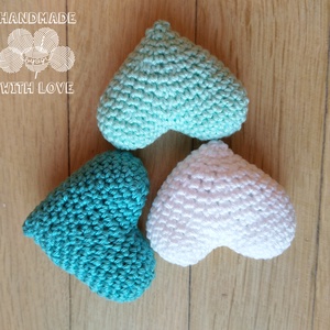 Horgolt 3D amigurumi szív - türkiz - Meska.hu