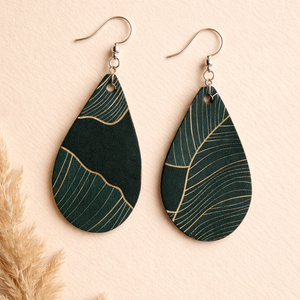 Smaragd Aranylevél � kétoldalas csepp fülbevaló - Meska.hu