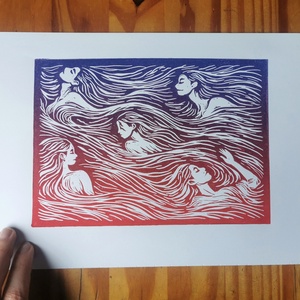 Handmade linocut print - Meska.hu