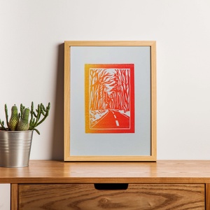 Handmade linocut print, Művészet, Grafika & Illusztráció, Művészi nyomat, Fotó, grafika, rajz, illusztráció, MESKA
